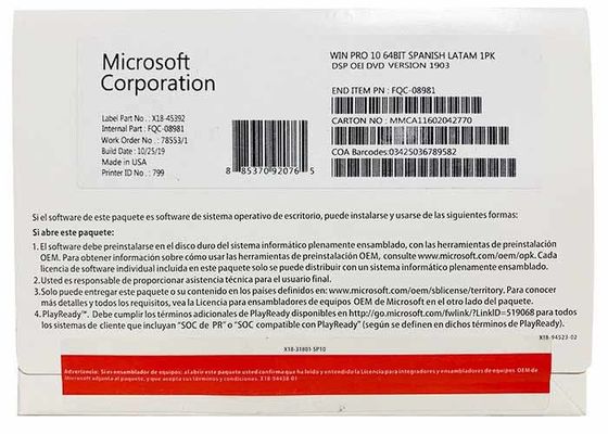 Digital Download Microsoft Windows 10 Professional 64 Bit OEM DVD English Version